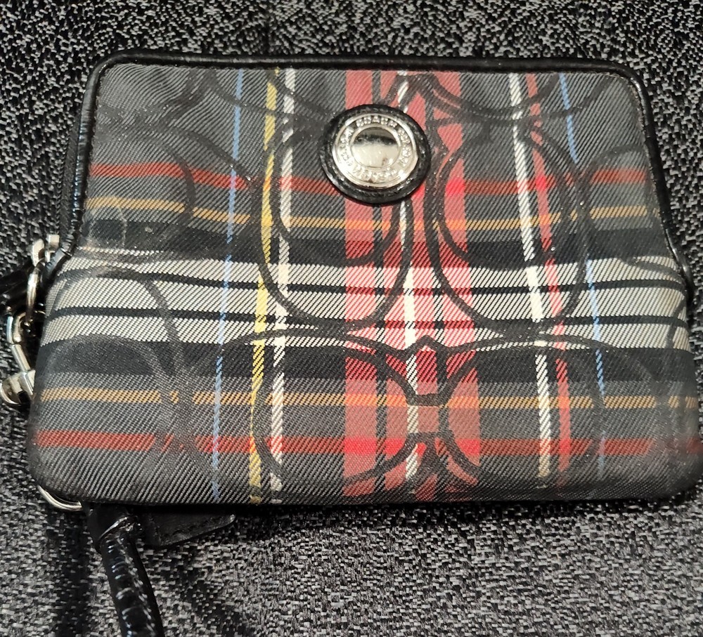 COACH POPPY Wristlet Wallet Glam Tartan Plaid 6