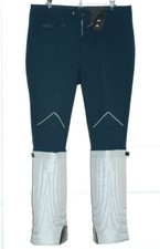 Men's Slalom Ski Pants: Size 38 Regular; Navy Blue w/Gray Padded Leg Gaitors