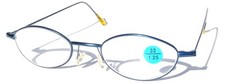 NWT Vintage 90's Mini Oval Metal Reading Glasses 1.50 Blue 