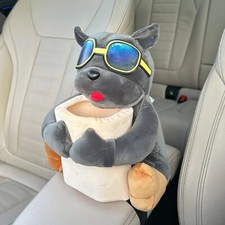 Dog-Shaped Car Tissue Organizer and Storage Basket Cute Dog with Glasses