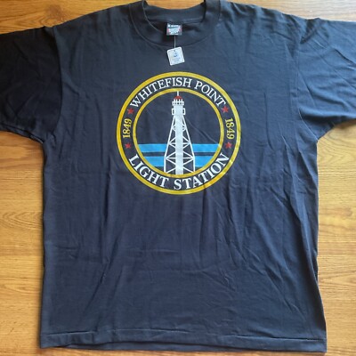 Vintage 80s Whitefish Point Light Station Screen Stars Best Single Stitch XL NWT