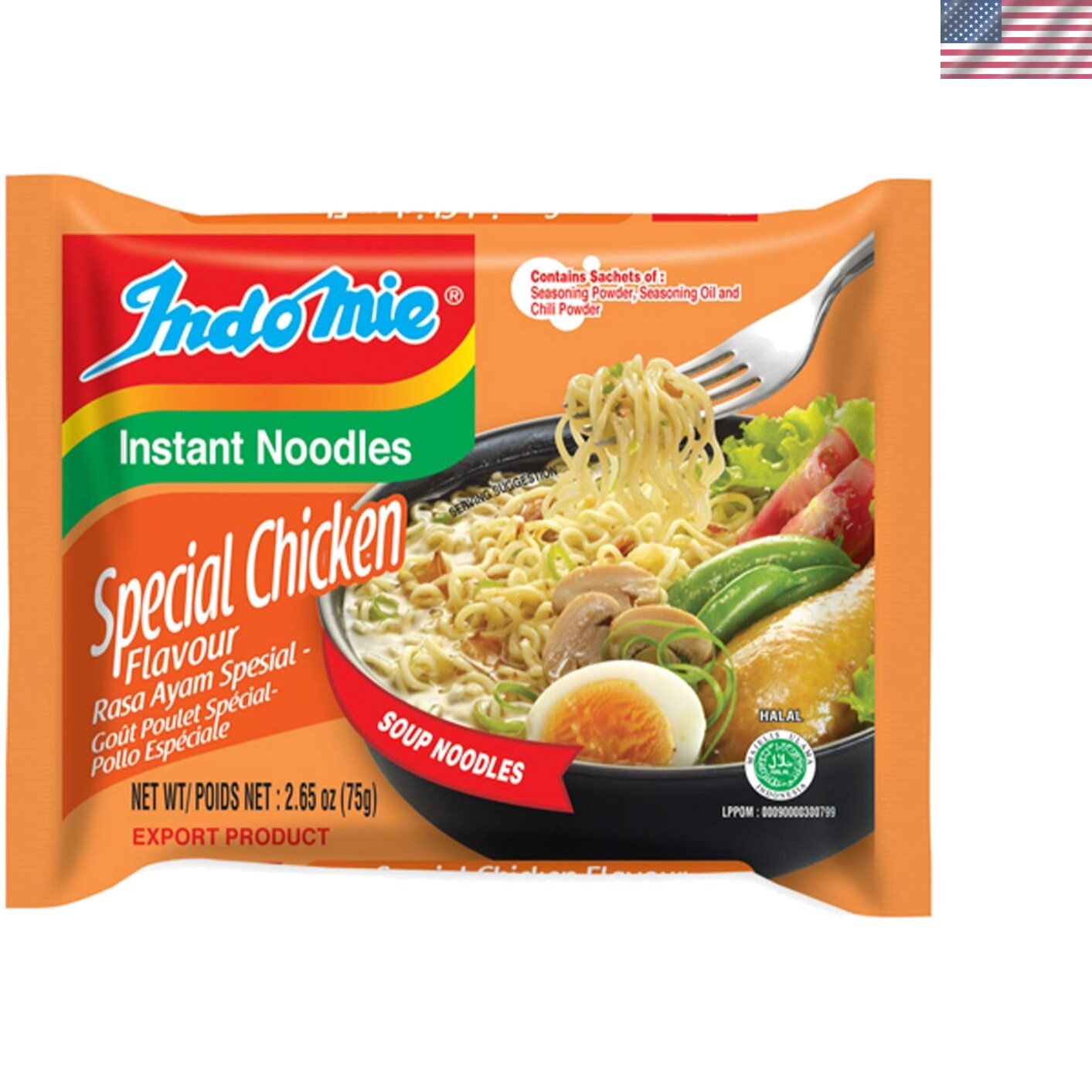 Authentic Indonesian Mi Goreng Instant Noodles - Halal Chicken Flavor, 30 Count