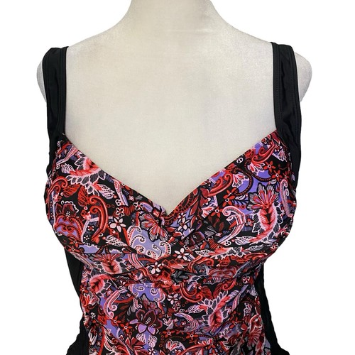 MAZU Canotta da Bagno Donna Taglia 18W Rosso Nero Spiaggia Viaggio Vacanze 4A-9 - Foto 4 di 10