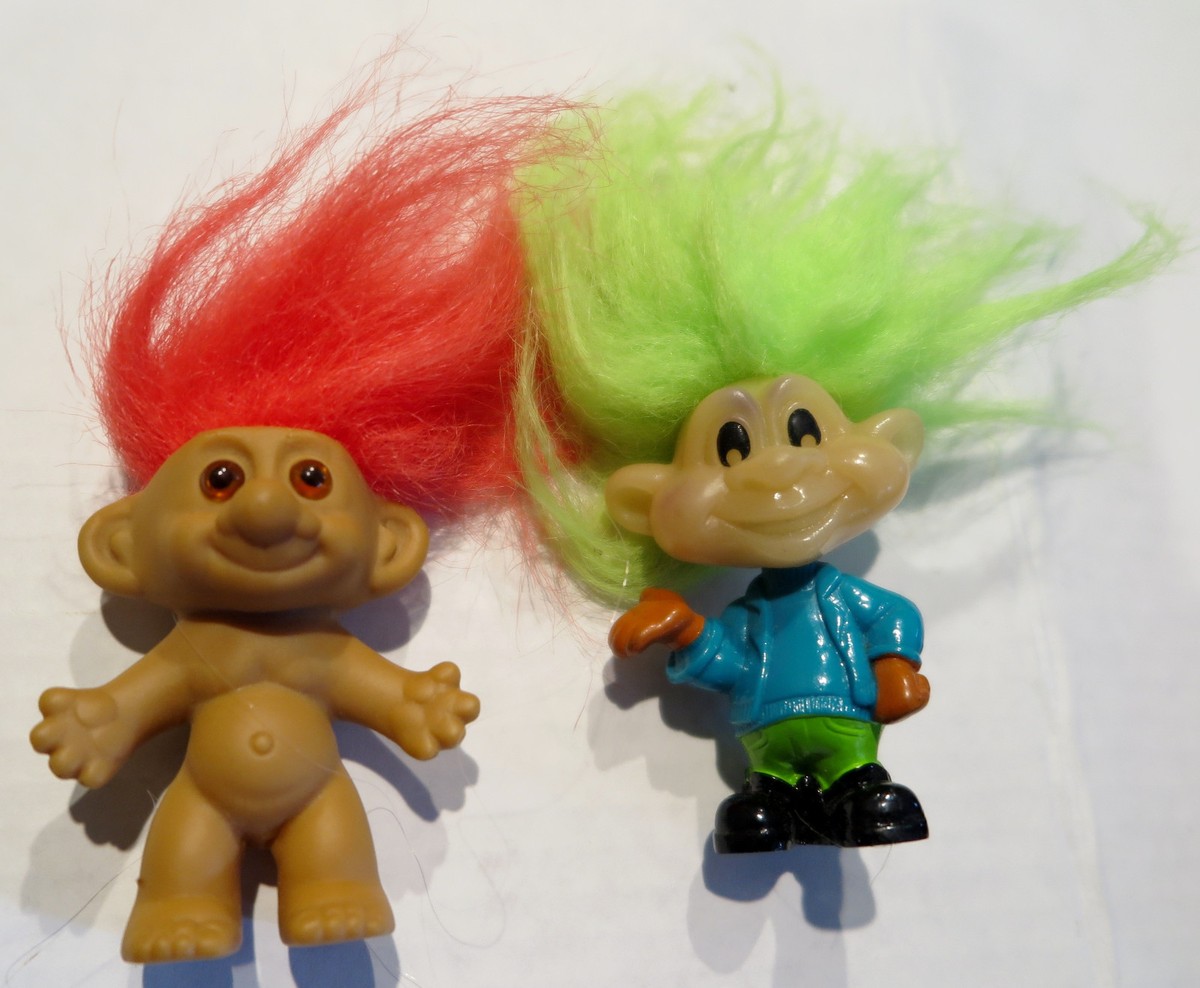 Two Vintage Troll Dolls 1993 Burger King Kids Club Glow