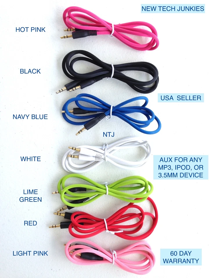 Cable auxiliar de audio estéreo NTJ 3 PIES RESISTENTE 3,5 mm para iPod iPhone 4 5 6 Plus Foto 2 de 3