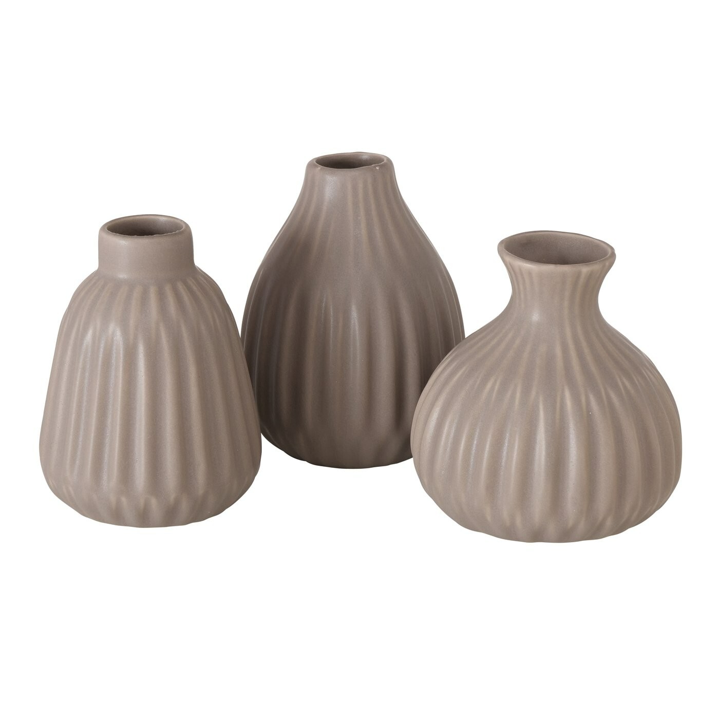3 Grey Bud Vases Home Ornaments Porcelain Glazed Vases Set Autumnal