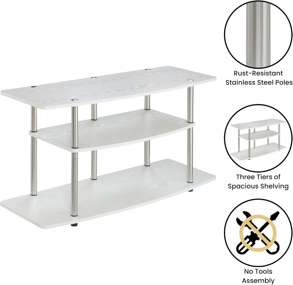 Convenience Concepts 3-Tier TV Stand, Designs2Go, Wide TV Stand, 42" Gray - Image 2 of 4