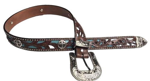 Embossed Western Leather Belt Cowboy Rodeo Banda Casual  display picture 2