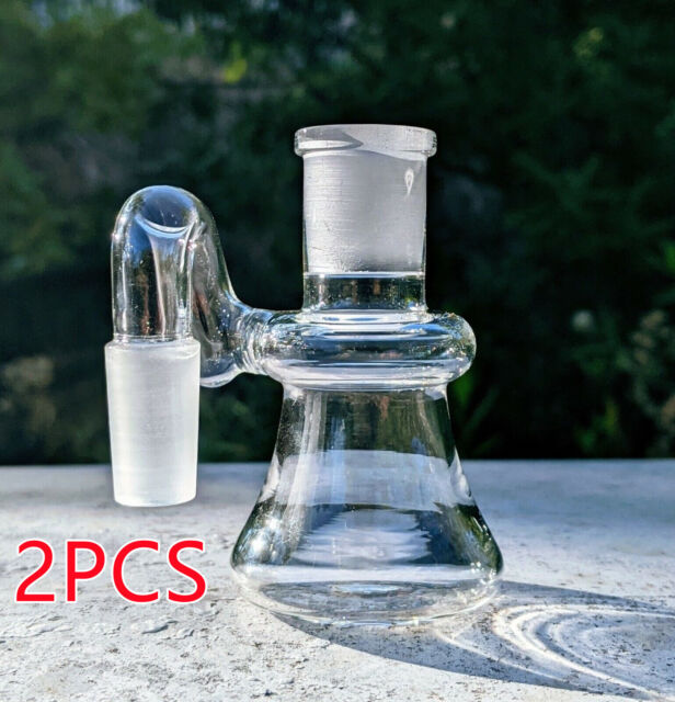 2PCS MINI 14mm Dry Ash Catcher 90° Glass Water Pipe Bong Bubbler Pyrex Hookah