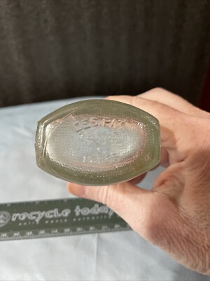 Vintage Douglas Art Deco Clear Glass Jar Ribbed Oval Design Pat