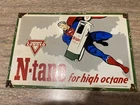 Superman Vintage Conoco N-tane For High Octane Gas Sign. Original. Porcelain.