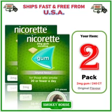2X Nicorette ORIGINAL Flavour Gum 2MG 210 Pieces "USA SELLER--SHIPS SUPER FAST "