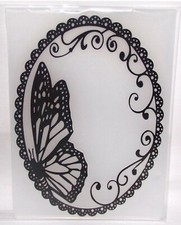 Embossing Folder Frame Fancy Oval Lace Design Large Butterfly HTF Free Ship
