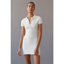 Urban Outfitters Isa Pointelle Polo Mini Dress Size XS in Ivory 