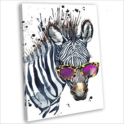 Zebra With Sunglasses Watercolour Canvas Print Framed Animal Wall Art Picture | Ebay