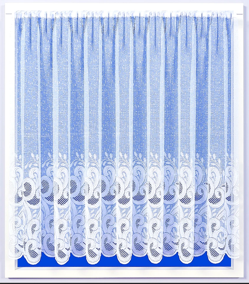 LILY THICK WHITE FLORAL LACE NET CURTAIN - SOLD BY WIDTH - PRIVACY- FREE POSTAGE - Image 2 of 3