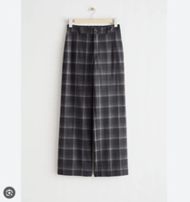 OTHER STORIES Wide Wool Trousers in Grey Checks - Size 8