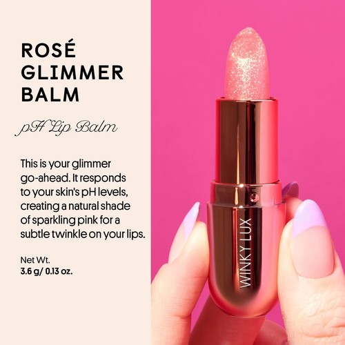 Winky Lux Rose Glimmer Balm pH Lip Color Changing Lipstick Full Size