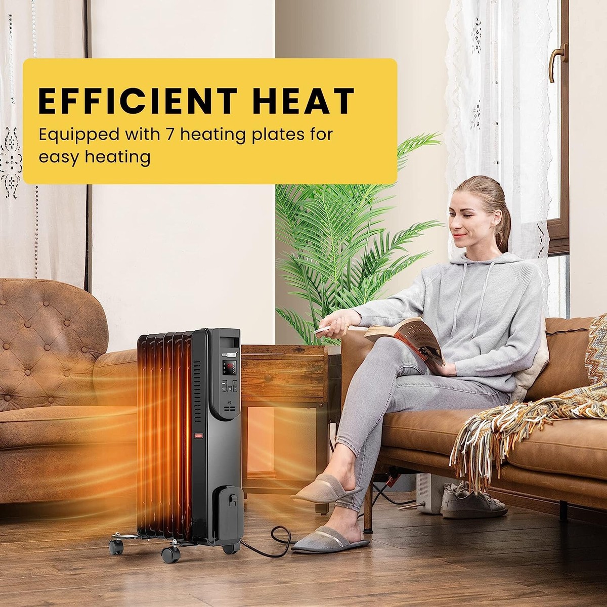 VIVOHOME 1500W Oil Filled Radiator Heater Electric Portable w/ Adjustable  Therm | eBay