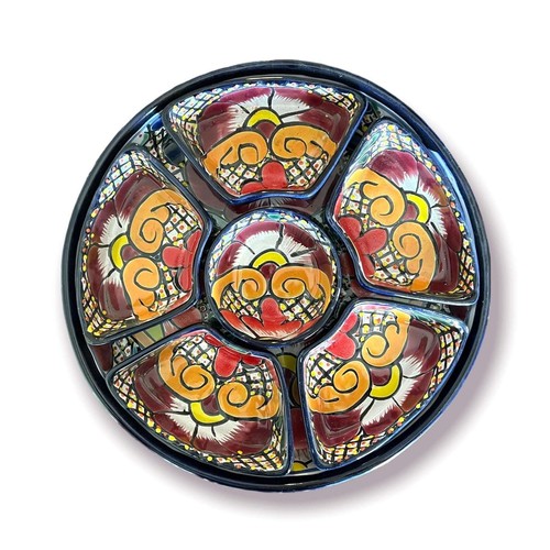 Mexican Handmade Talavera Sectional Appetizer Tray | Hand Painted Pottery - Picture 6 of 9