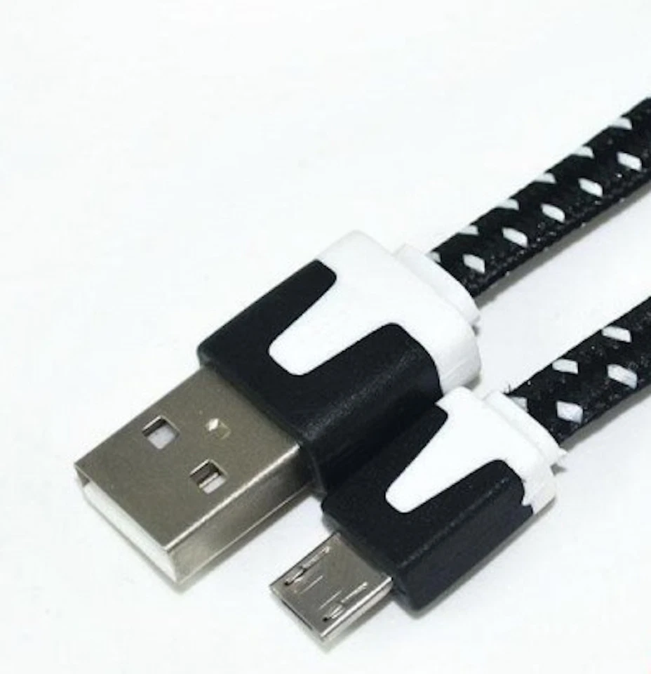 SHORT 8" Flat braided MICRO B USB DATA Charger Cable for galaxy s6+ edge s7 note - Image 3 of 4