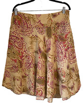 SK1 Vintage Lauren Ralph Lauren 100 Linen Paisley Skirt Size 10 Medium