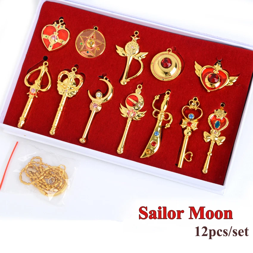 12pcs set Anime Sailor Moon Pretty Guardian Pendant Necklace