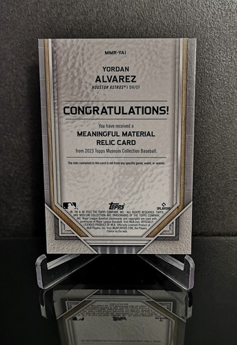 RELIC #'ed/35 π₯ YORDAN ALVAREZ SSP 2023 Topps Museum Meaningful Material Copper - Picture 2 of 2