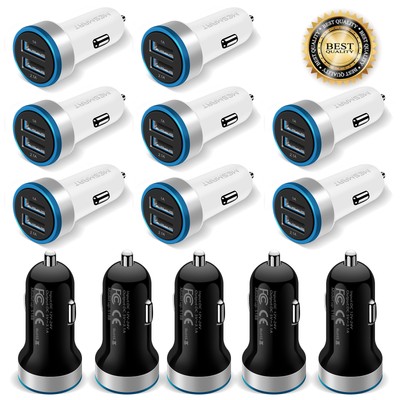 BLK+WH 2 USB Ports Car Charger Plug Adapter Lot for Samsung Galaxy Android Phone