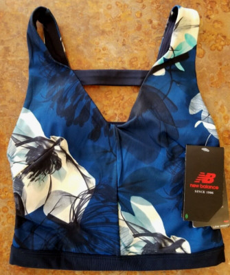 NEW BALANCE WOMEN'S TRANSFORM PLSK WORKOUT TOP NAVY BLUE FLORAL SIZE XS NWT