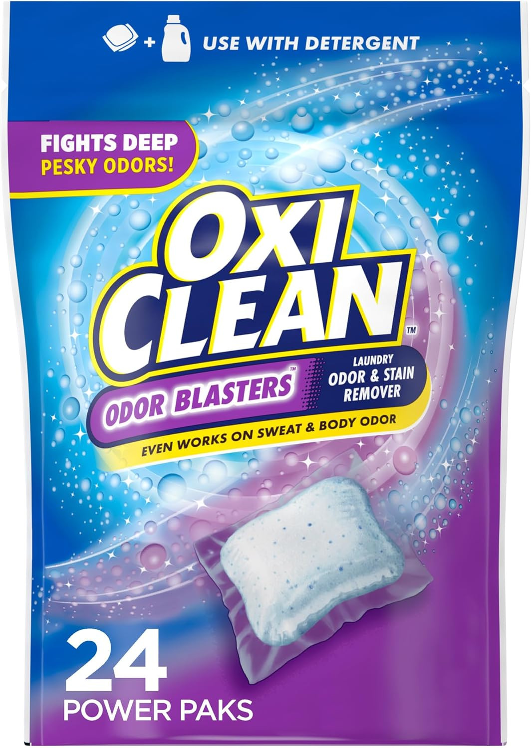 Oxiclean Olor Blasters Quitaolores y Manchas Paquetes Eléctricos de Lavandería, 24 Ct