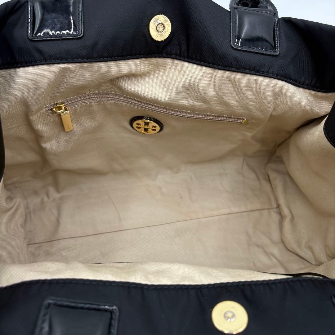 Tory Burch Ella Tote Bag Nylon x Patent Leather Black Women's From Japan thumbnail 16