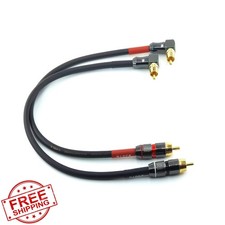 WJSTN 6in Right Angle RCA Subwoofer Cable 2pk