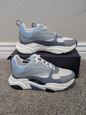 Size 8 Men's Dior B22 Reflective Grey/Blue Lace Up Leather Trainers Look-alikes