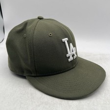 LA Dodgers Hat Men 7 3/8 Olive Green New Era 59FIFTY Fitted MLB Cap Fan Gear