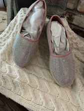 Bamboo Women s Silver Rhinestone Slip-On Espa...