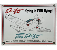 VINTAGE SWIFT AIRCRAFT PORCELAIN SIGN DEALERSHIP OIL GAS STATION HANGAR AIRPLANE