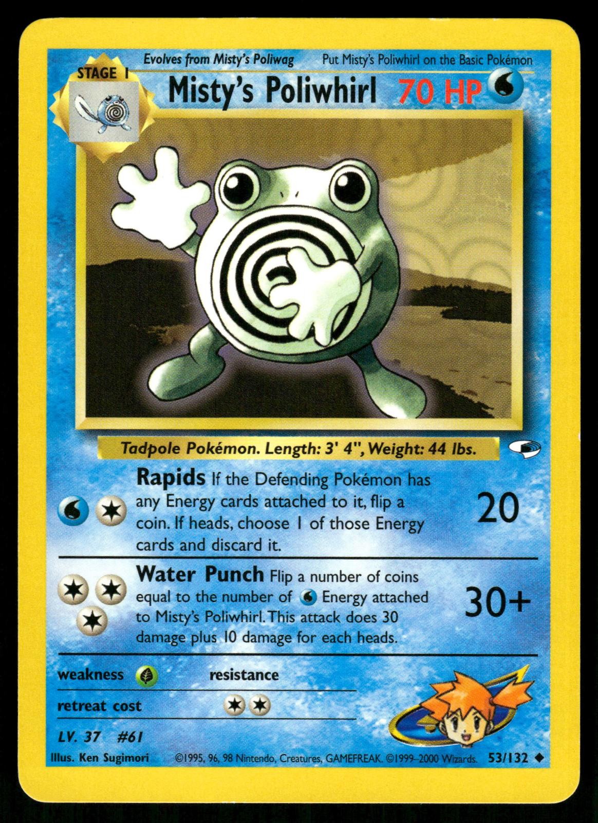 Misty's Poliwhirl 53/132 Unlimited Uncommon Gym Heroes Pokemon LP
