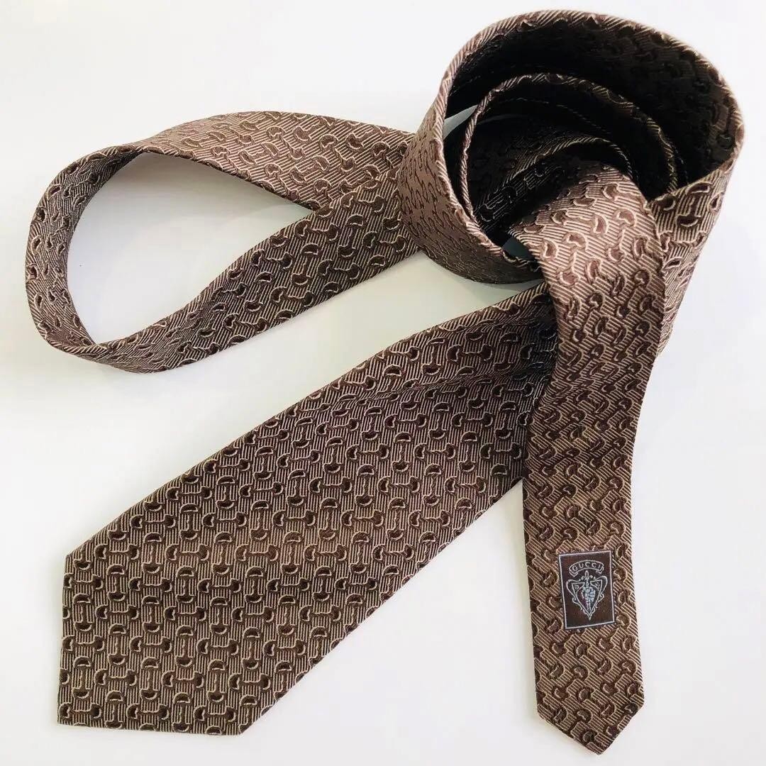 Mint Gucci Brown Panel Pattern Tie Light Brown St… - image 3