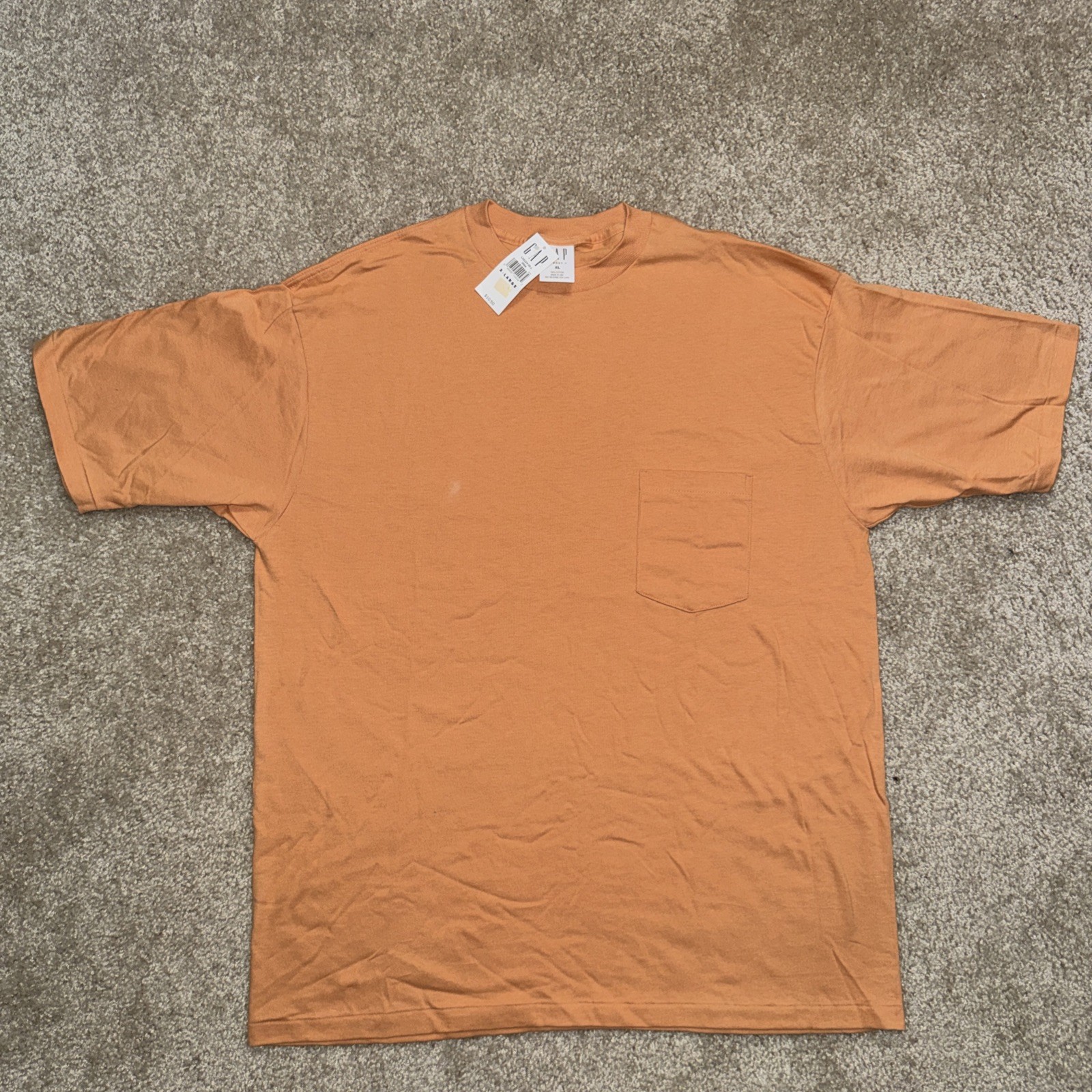 Vintage 90s Gap Orange Pocket T-Shirt Deadstock Single Stitch made in usa XL