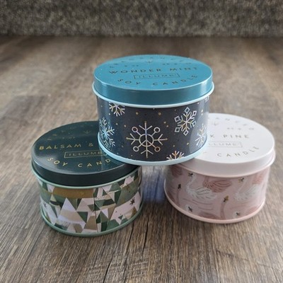 Illume Soy 3oz Candle Gift Set Balsam & Cedar Wonder Mint Pink Pine Holiday 
