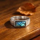 Men's Blue Labradorite Ring Solid 925 Sterling Silver Statement Ring