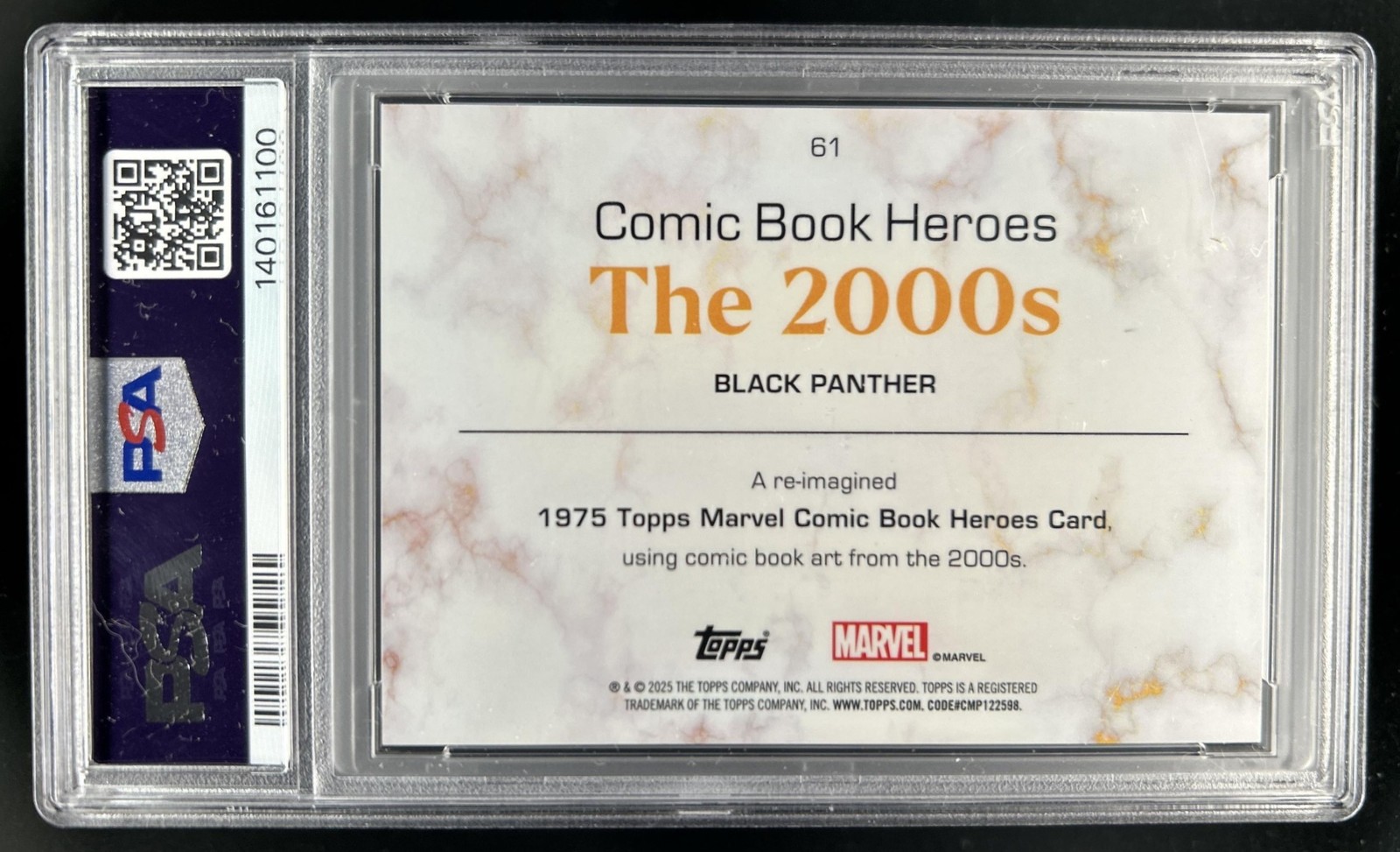 2025 Topps Marvel Comic Heroes Black Panther Refractor Gold Atomic #/125 PSA 9 view 2