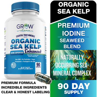 Organic Nascent Iodine Supplement For Thyroid Support, Superfood, 90 capsules