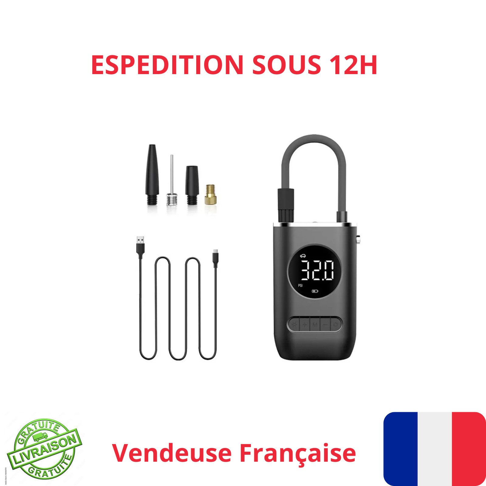 Gonfleur pneu compresseur électrique contre les pannes de pression sur autoroute