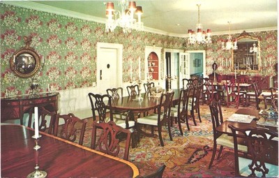 DEERFIELD INN DINING ROOM deerfield ma massachusetts vintage postcard 1950s