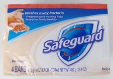 Safeguard Beige Bar Soap , 4 Oz. Antibacterical Deodorant, 4 Count - Pack of 1
