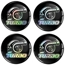 3D silicone stickers for hubcaps/wheel covers, black, Turbo skull design, A 53