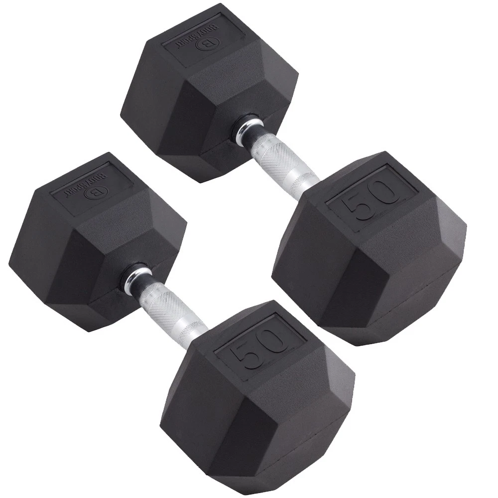 Body Sport Rubber Encased Hex Dumbbell Weight – Exercises – 50 lb Pair
Opens in a new window or tab
