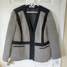 NWT! KASPER Women's Heather Cream Black Polyester Blend Jacker Career Casuak 22W